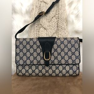 Gucci RARE Crossbody Horsebit Clutch Navy Supreme